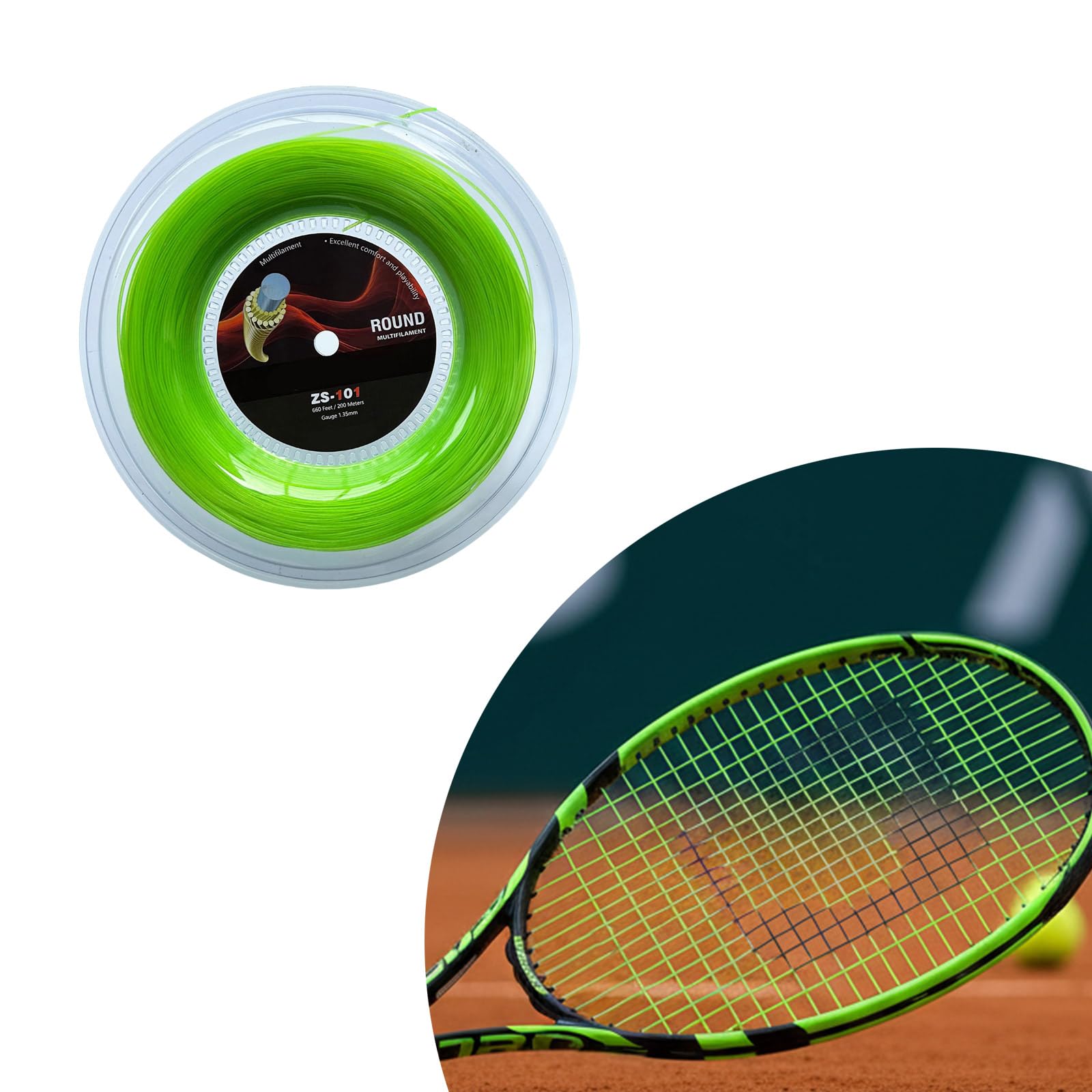 Bobina di corda da 200 m, diametro 1,35 mm, struttura morbida per controllo delle palline e corde da tennis comfort