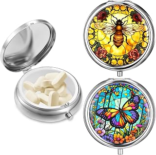 2Pcs Portable Medicine Pill Case for Purse, Travel Pocket Pill Organizer
