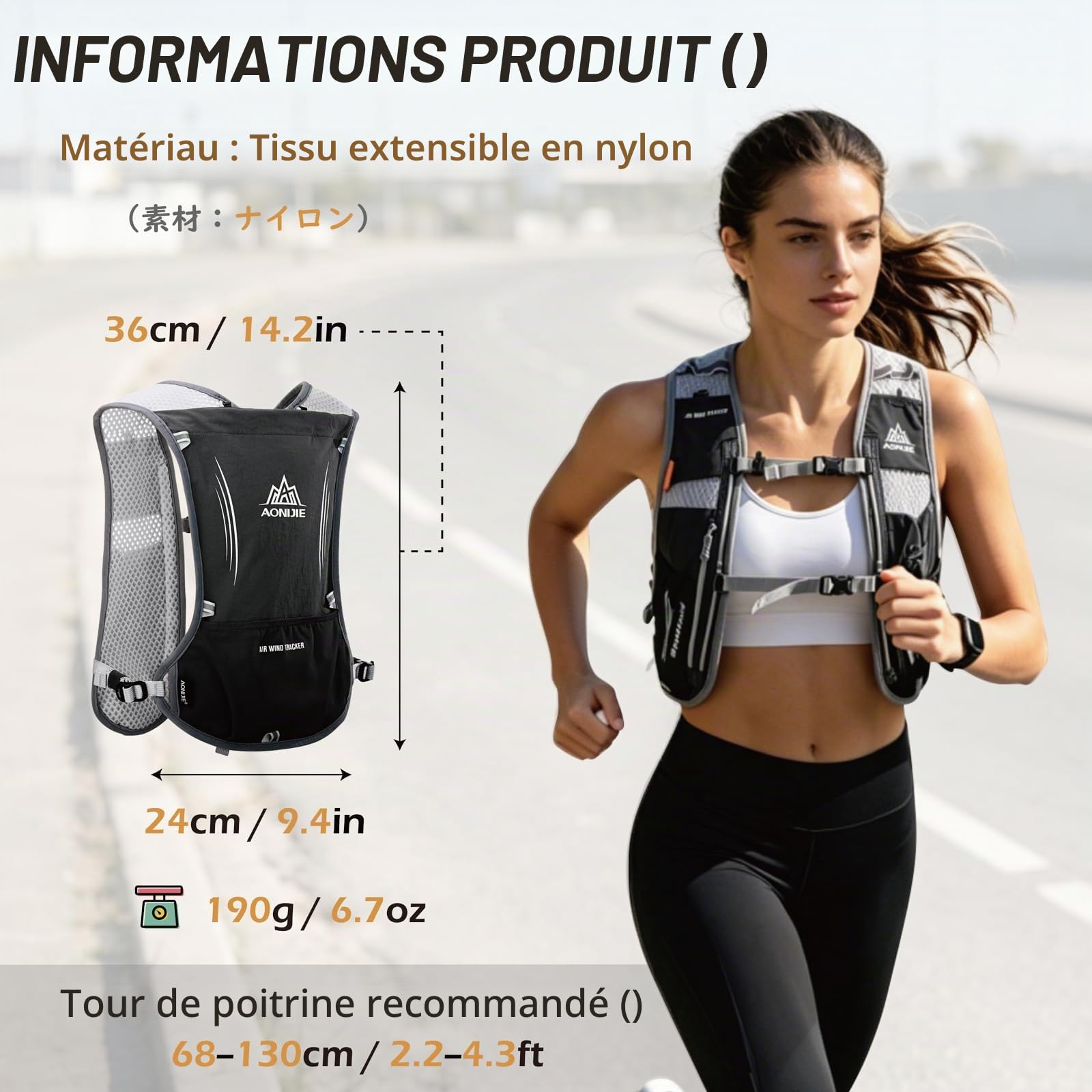 TRIWONDER Gilet Trail 5L Sac à Dos Hydratation Running pour Homme Femme Course à Pied Marathon Randonnée Cyclisme
