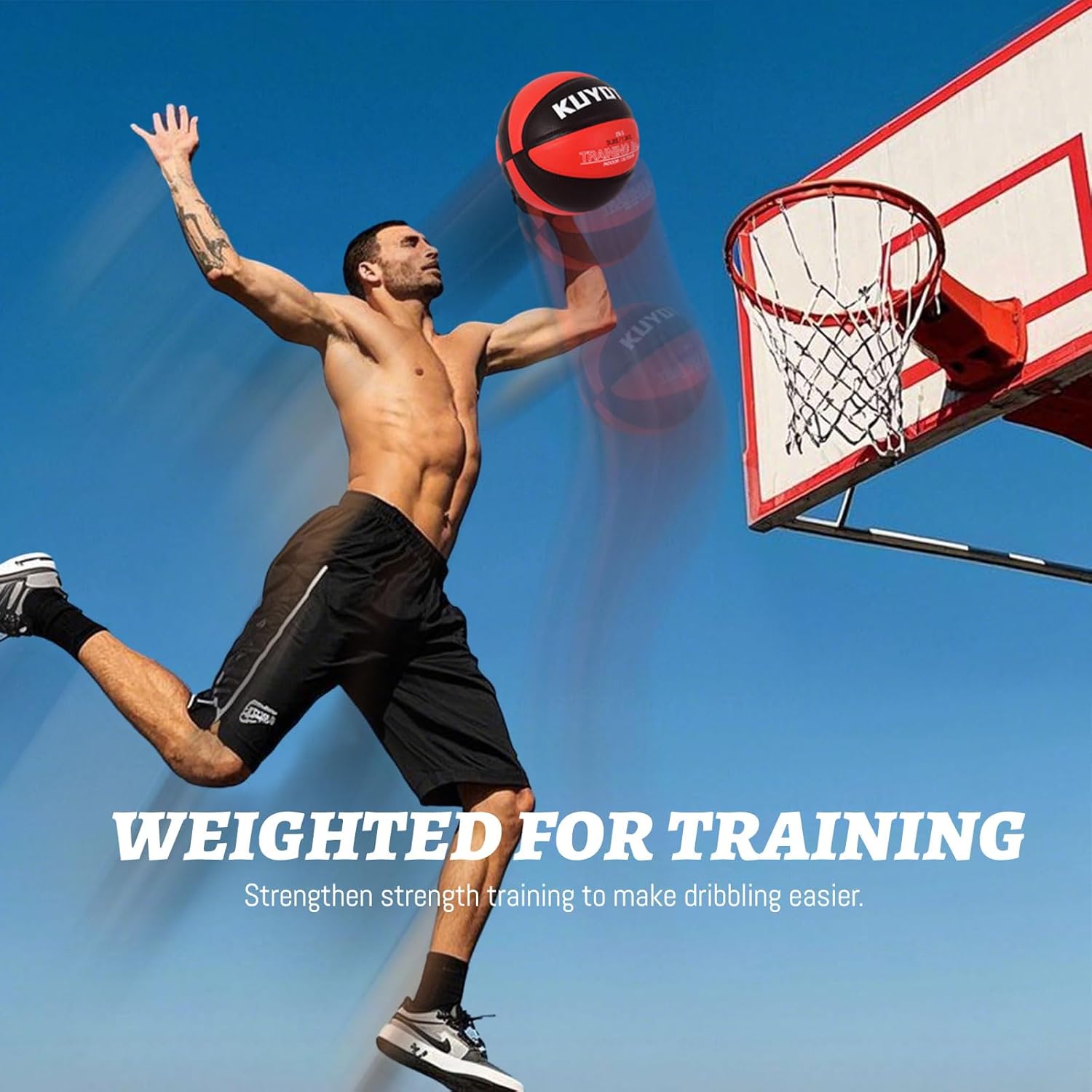 KUYOTQ 3LBS/3.3LBS/2.2LBS Weighted Heavy Training Basketball 29.5/28.5" in and Outdoor Improving Handling Dribbling Passing Rebounding Skill Composite Size 7/6 Weighted Training Basketball Equipment - Image 3