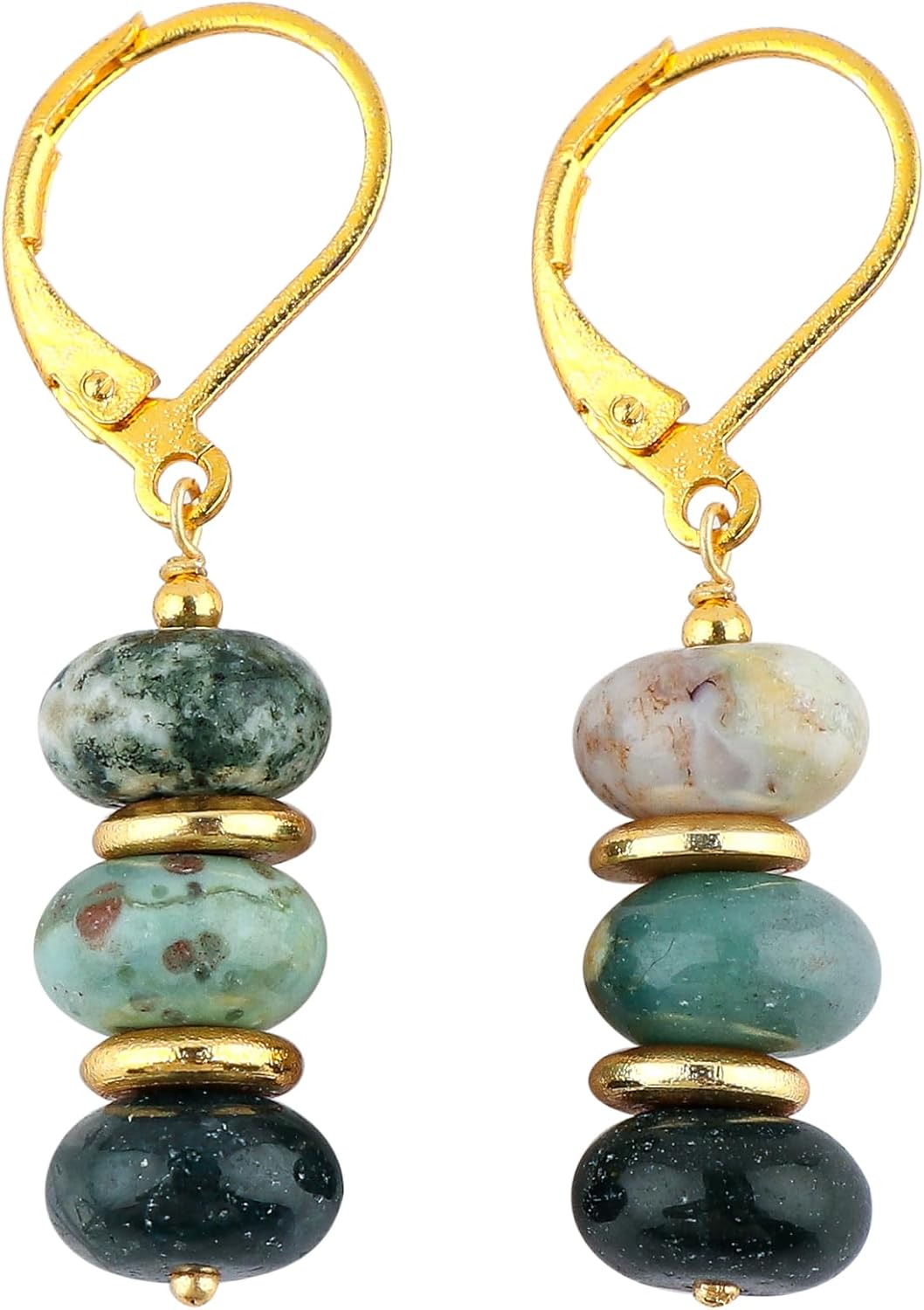 Natural Gemstone Earrings for Women, Yoga Jewelry Meditation Earring, Crystals Earring, Rondelle Beads, Energy Healing Crystals, Gift for Her |Gemstone Jewelry