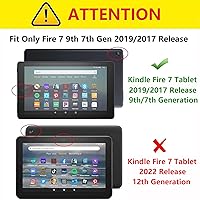 Vista 2 de Funda para tablet Kindle Fire 7 (9ª/7ª generación, versión 2019/2017), funda delgada de piel sintética con ranura para tarjeta y soporte