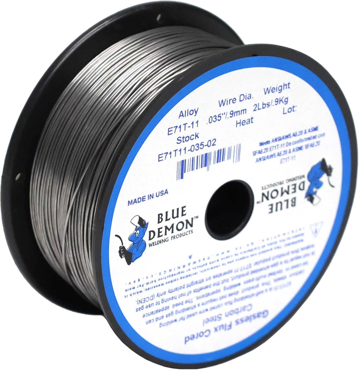 Blue Demon E71T11 X .035 X 2LB Spool gasless flux core welding wire