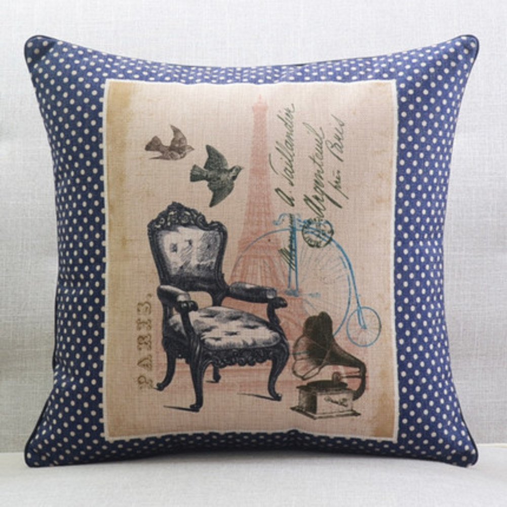 Taie d'oreiller pastorale en coton 45x45 cm pour coussin décoratif de canapé style champêtre