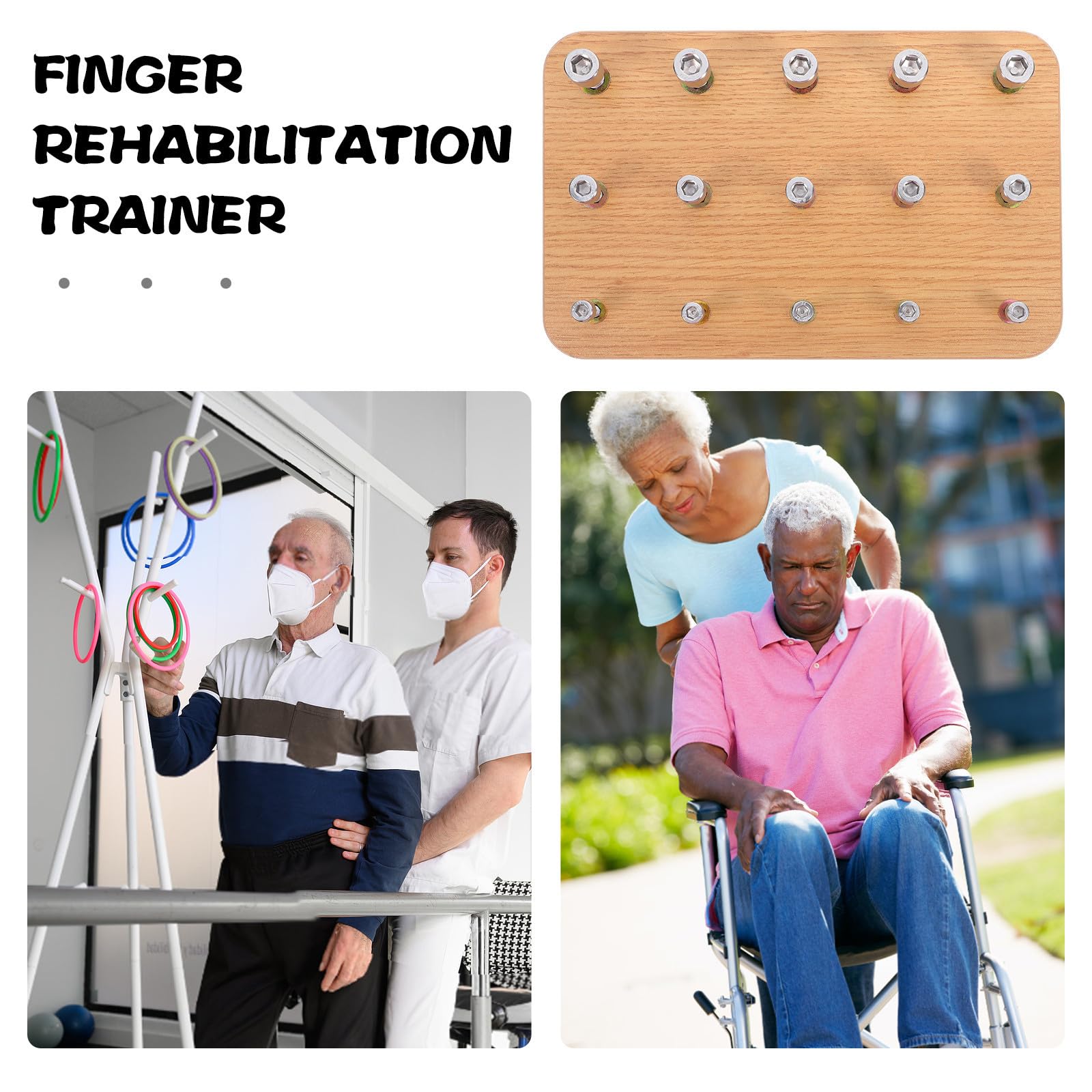 Dispositivo de Rehabilitación de Dedos de Madera y Tablero de Ejercicios para Coordinación Ojo-Mano, Equipo de Entrenamiento para Terapia de Pacientes Hemiplejia y Fortalecimiento