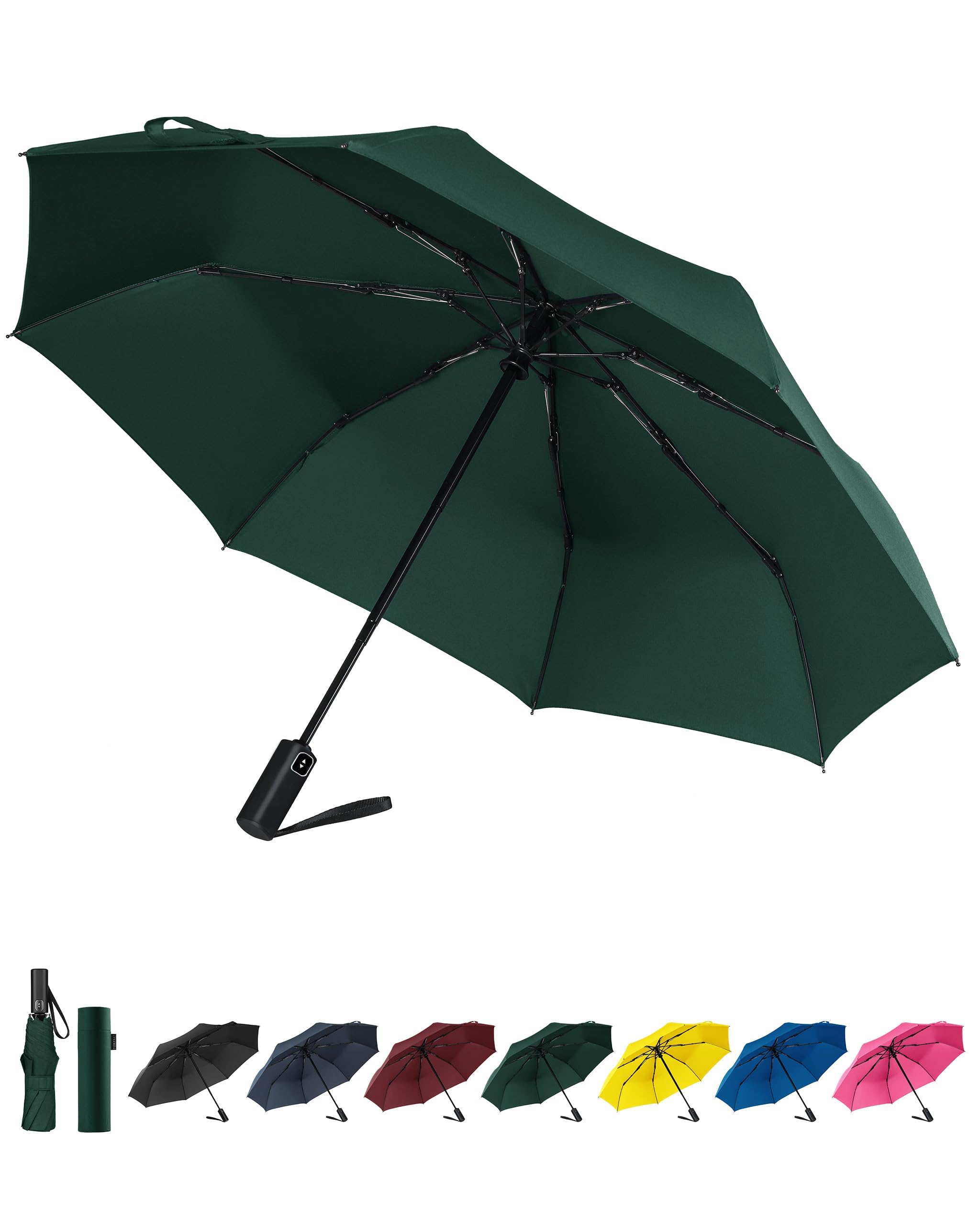 POKIXY Windproof Travel Umbrella, Automatic Folding Compact Lightweight Umbrella for Women & Men, Durable and Portable, Fits Easily in Purse or