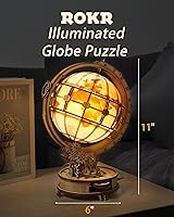 Vista 2 de ROKR Rompecabezas de madera 3D para adultos, rompecabezas de globo de madera con iluminación LED, kits de construcción de modelos, decoración
