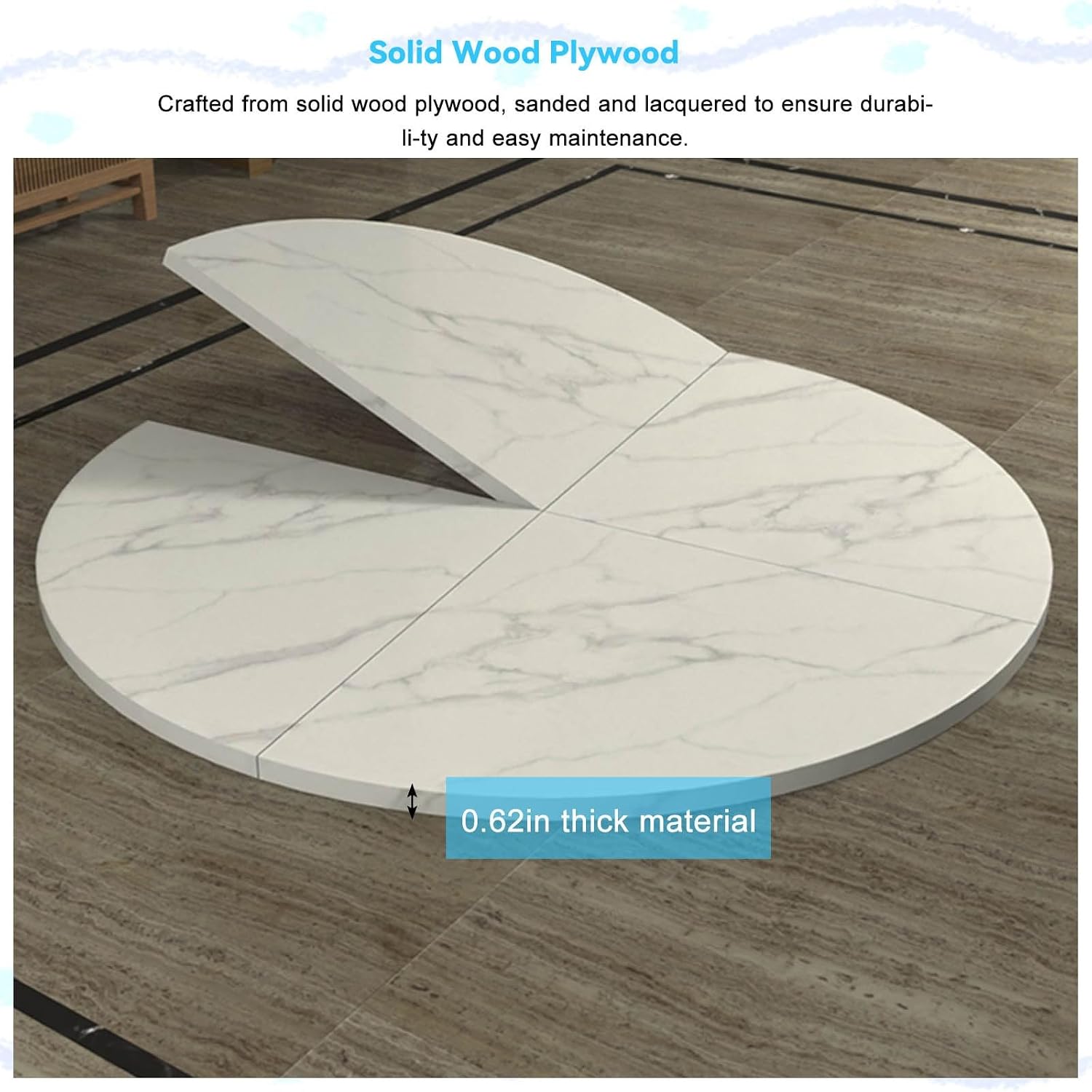 Large Round Folding Table White Texture Replace Table Top 47"-94" Diameter Home Storable Indoor Outdoor Folding Circle No Legs(47")