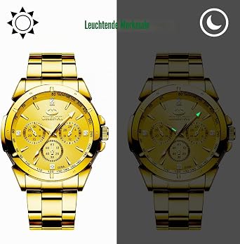 JewelryWe Pair of Watches Luminous Stainless Steel 30 m Waterproof Analogue Quartz Couple Watch Stainless Steel Bracelet Partner Watch Friendship Watch for Men and Women