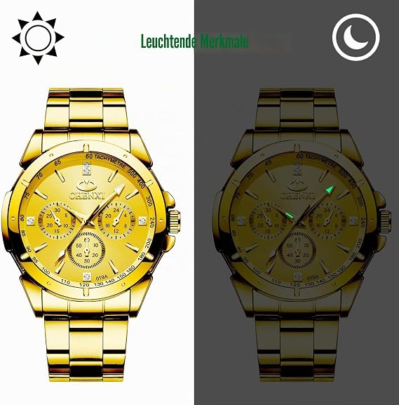 JewelryWe Pair of Watches Luminous Stainless Steel 30 m Waterproof Analogue Quartz Couple Watch Stainless Steel Bracelet Partner Watch Friendship Watch for Men and Women