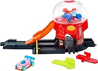 Hot Wheels Downtown Candy Shop Gumball Machine Track Set with Donut Car & Speed Snap Track - Connects to Hot Wheels City Playsets