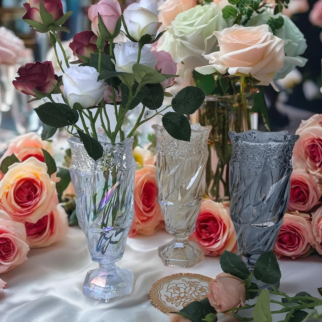 Glass Flower vase 2.4lb 9.5inch,Bohemian Style, for Centerpieces,Wedding,Home Decor Glass Vase (Sparkling) - Image 3