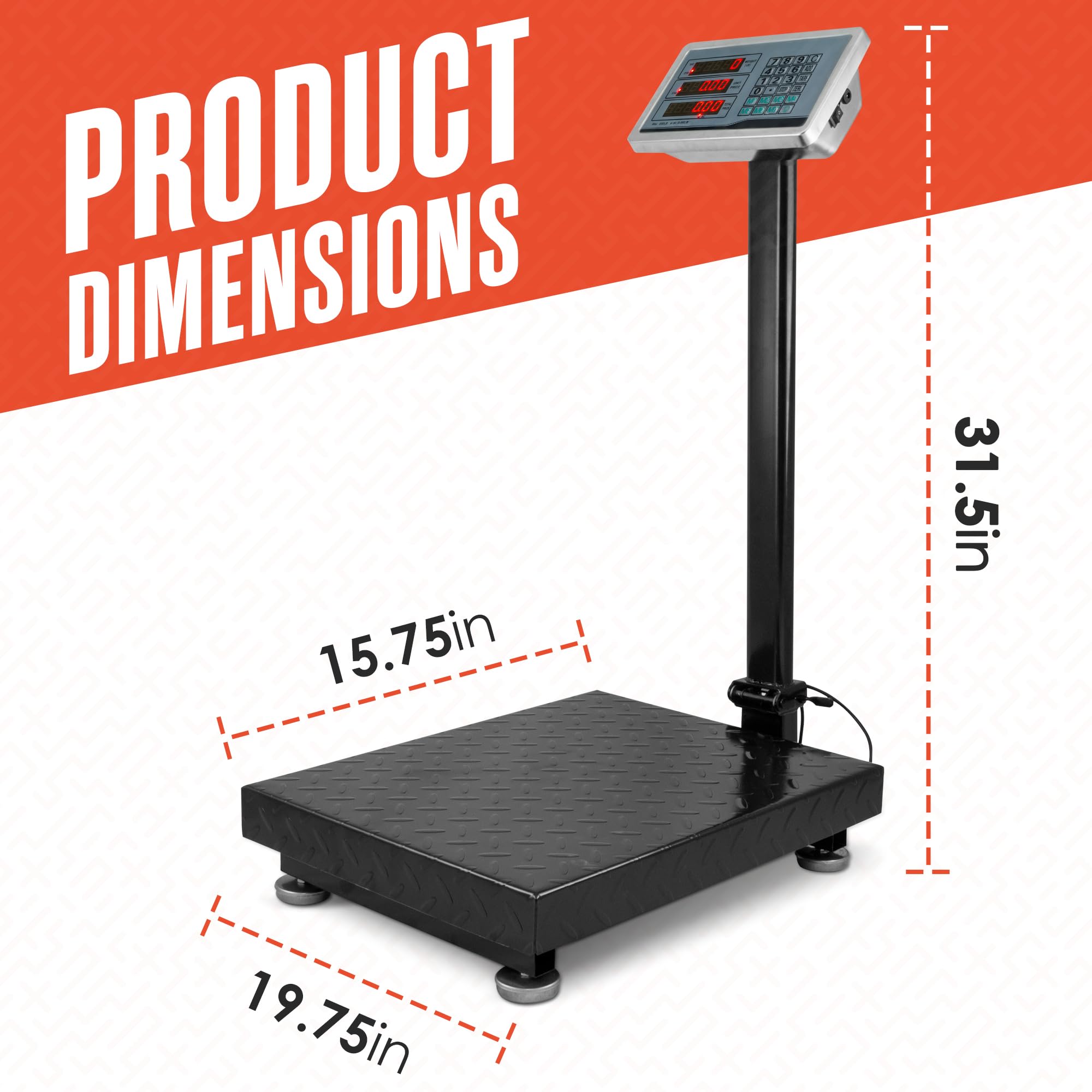 Houseables Scala Di Piattaforma Industriale 272.15 KG x 0.02 KG, 49.53 cm x 40 cm, Digitale, Grande Per Bagagli, Spedizione, Prezzo Del Pacchetto, Cartolina