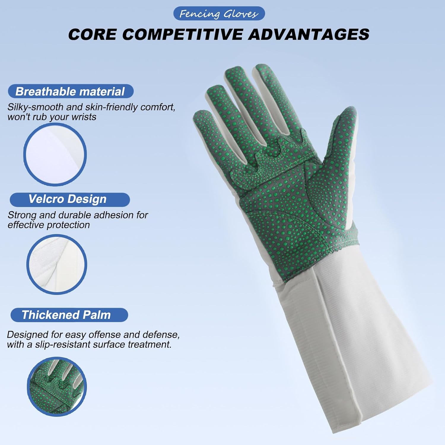 Epee and Foil Fencing Glove, Unisex Fencing Gear, Anti-Slip Gloves for Foil, Épée, and Sabre, Sold Individually