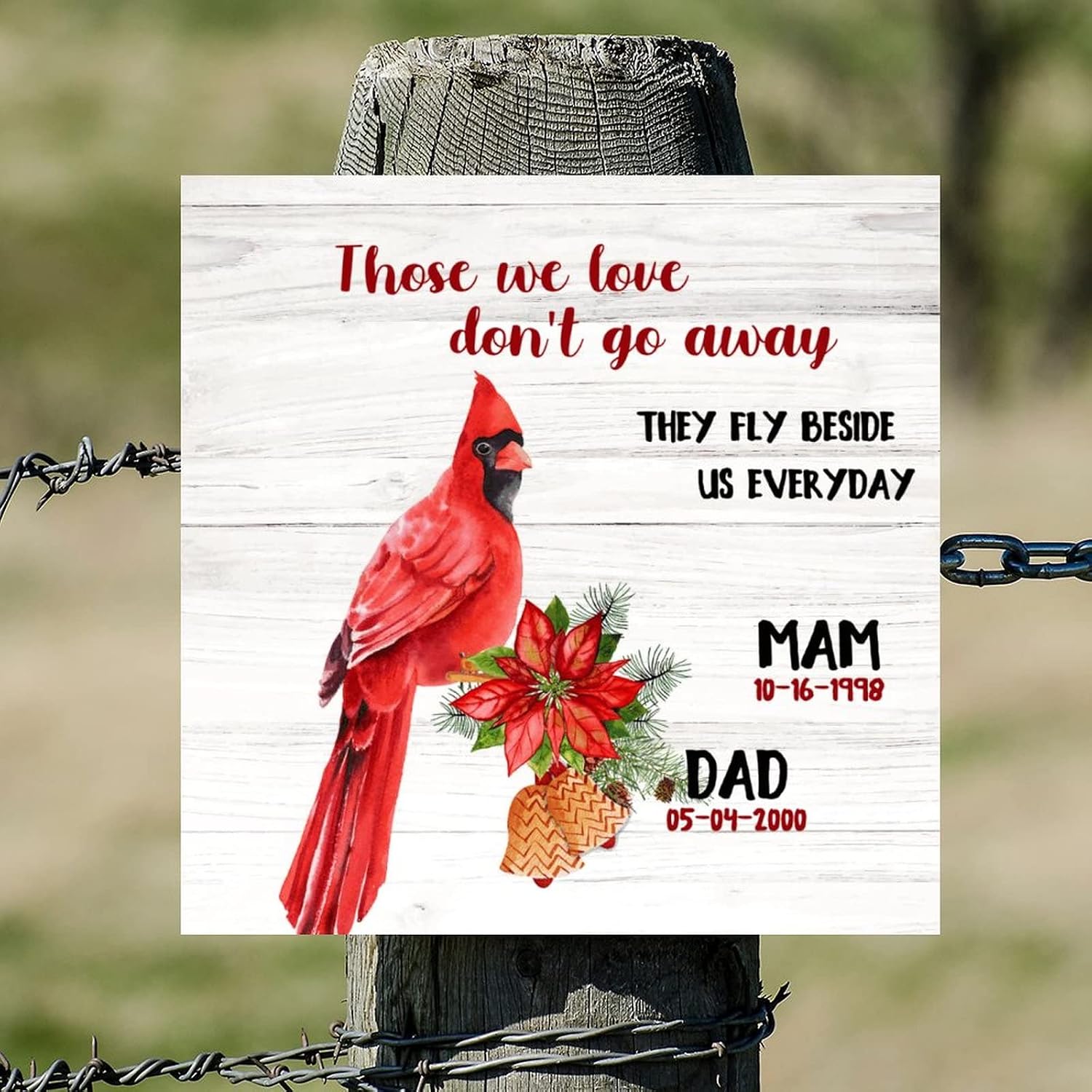Those We Love Don't Go Away Wood Signs Farmhouse Custom Mom Dad Date Door Sign Christmas Is Coming Wall Art Hanging Farmhouse Decoration Plaque For Home Front Door Porch Garden Yard 16x16in