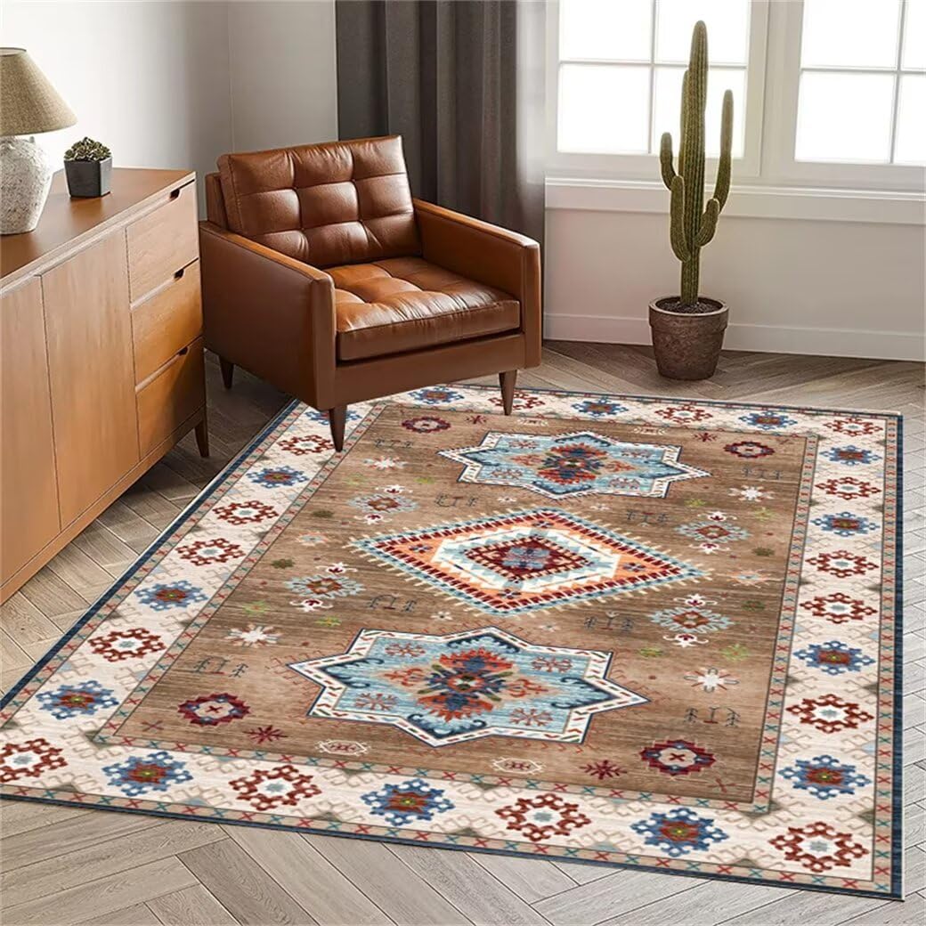 Tapis de chambre durable bleu floral vintage pour créer un cocon de douceur