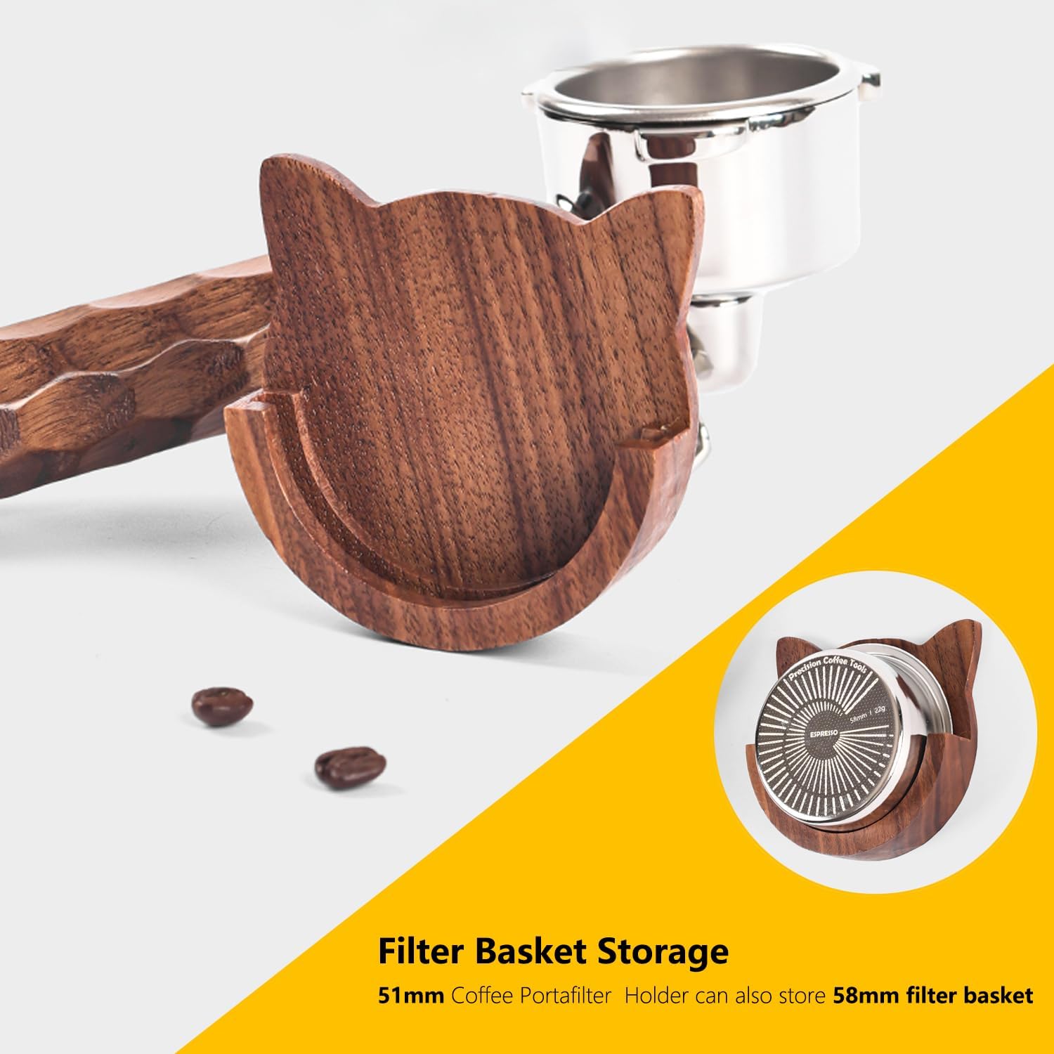 Magnetic Wood Coffee Portafilter Holder for E61/Rancilio portafilter image 5