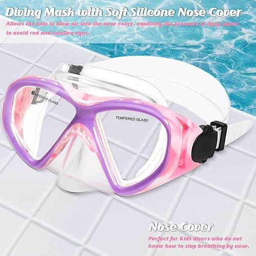 Miniatura 21 de Gafas de natación para niños, máscara de buceo para niños y niñas de 5 a 15 años, gafas de natación antivaho de dos colores con cubierta para la