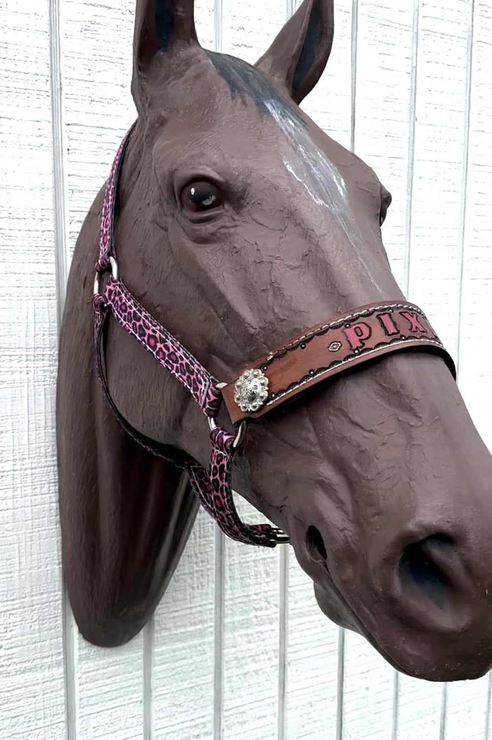 personalized nylon halter in pink cheetah print