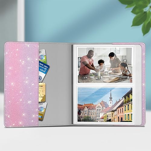 Miniatura 10 de Fintie Álbum de fotos de 4 x 6  112 fotos con cubierta de cuero vegano premium con cierre a presión, álbumes de fotos de cartera portátil