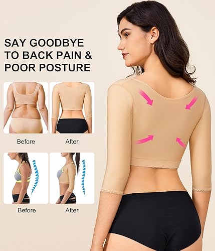 Miniatura 2 de BRABIC Mangas de compresión para la parte superior del brazo, moldeador postquirúrgico, más delgado, corrector de postura, fajas para mujer