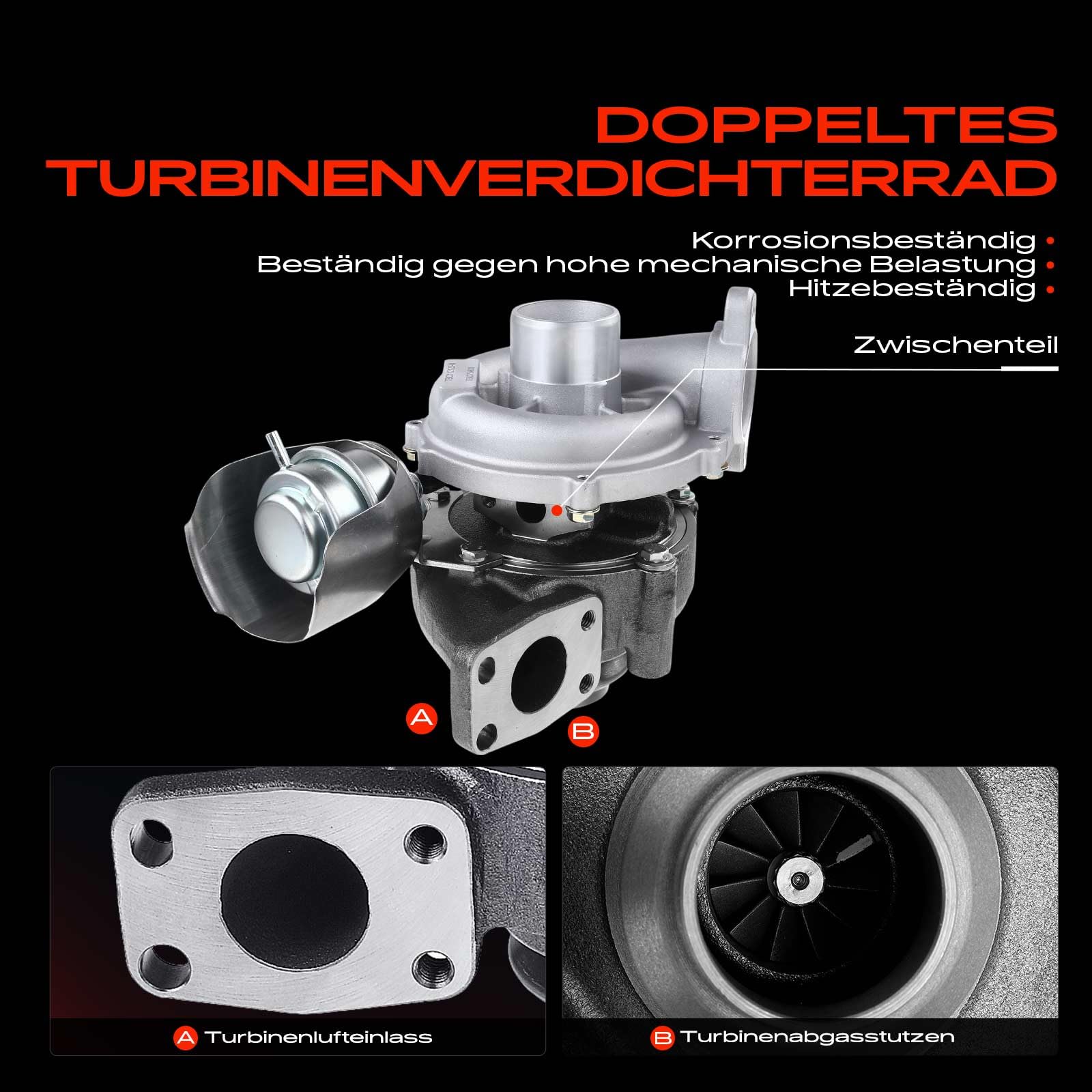 Frankberg Turbolader 1.6L Kompatibel mit Berlingo B9 2008-Heute C4 Grand Picasso I UA 2006-2011 206 2A/C 2004-2008 207 WA WC 2006-2013 Partner 2008-2012
