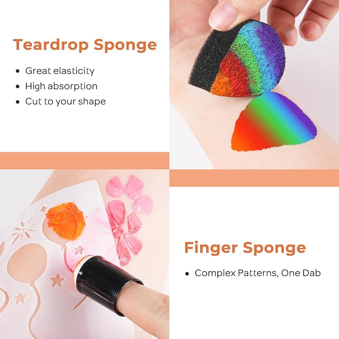 Nicpro Set de Pinceles para Pintura Facial 12 Piezas con 9 Esponjas, Pinceles para Pintura Facial miniatura 5