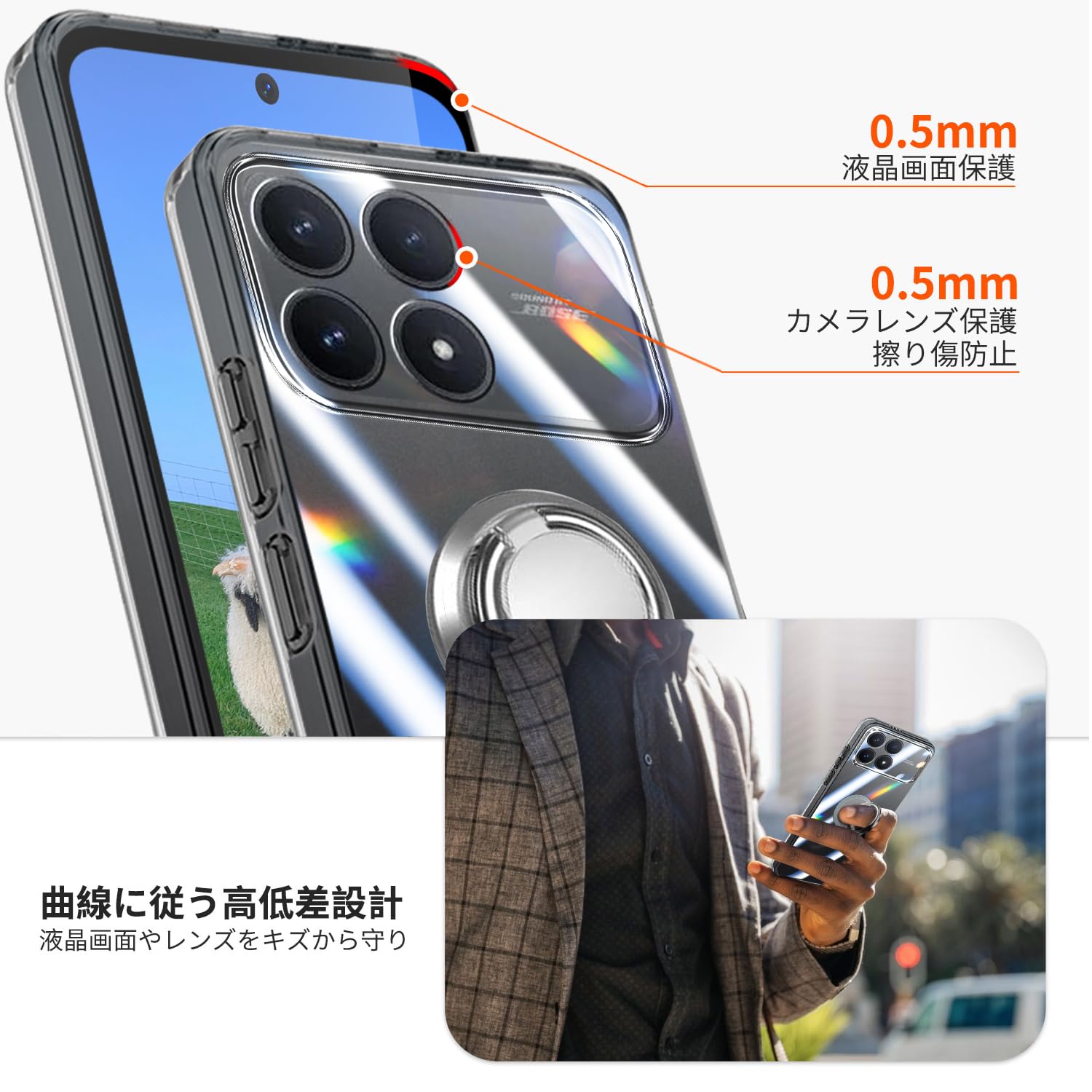 Amazon.co.jp: 対応 Xiaomi POCO F8 Pro ケース クリア リング付き TPU