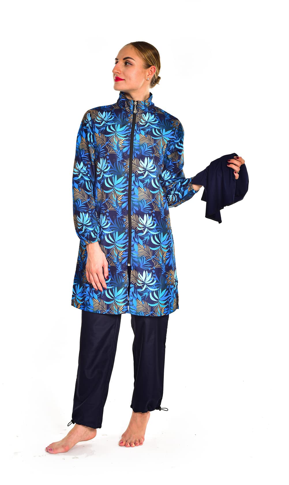 Costumi da bagno musulmani per le donne plus size costumi da bagno con Hijab islamici costumi da bagno modesti Burkini stampa floreale