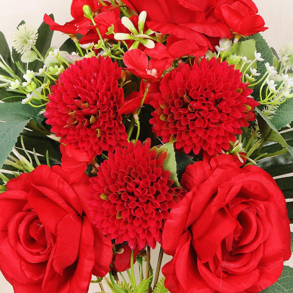Artificial Cemetery Flowers for Grave - Outdoor Graveyard Decorations for Memorial, Mother's Day, Father's Day - Flowers Artificial Graveside Flowers Decorations 2PC