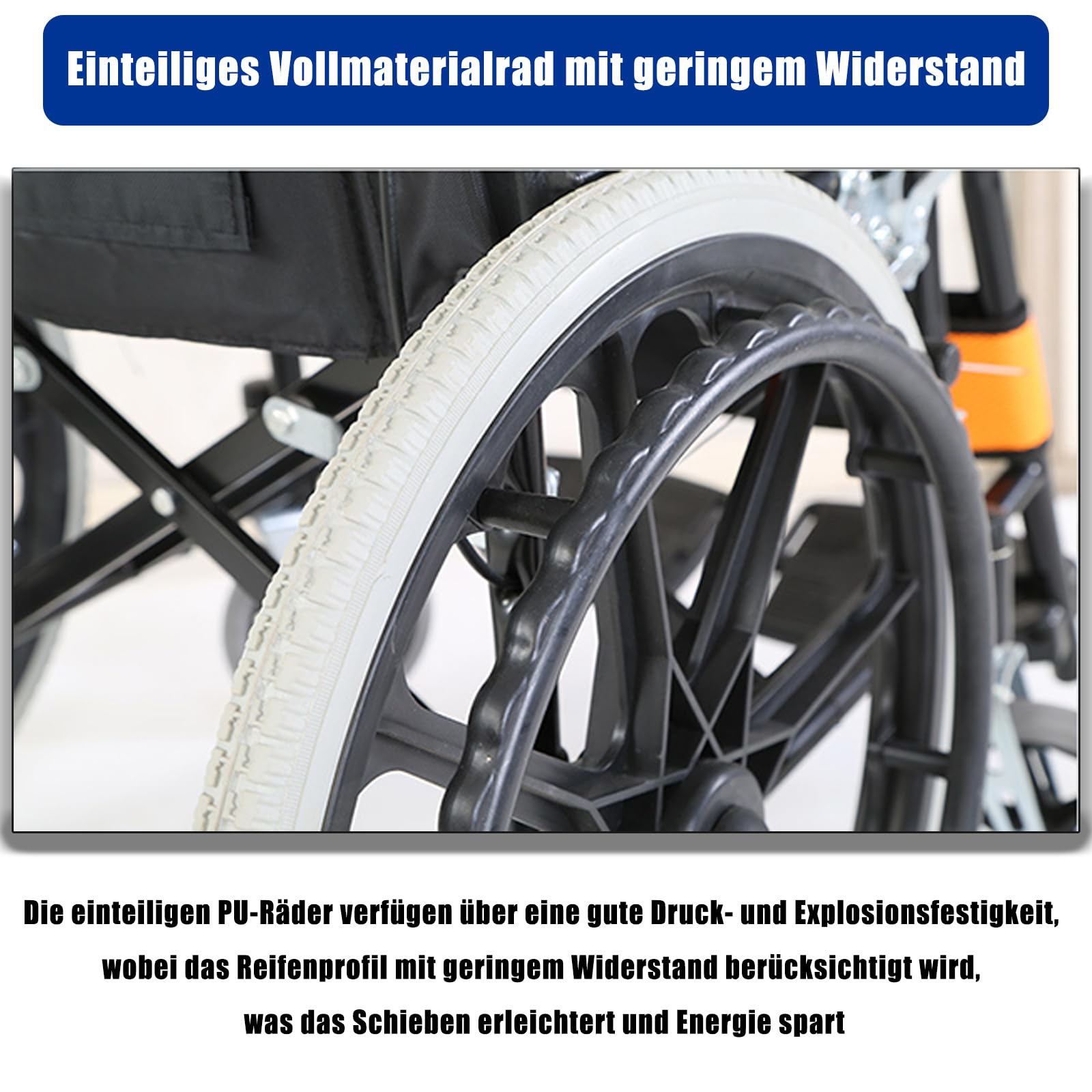 Rollstuhl faltbar leicht, Belastbarkeit 150 kg, Leicht Faltbar Rollstuhl mit Trommelbremse, Leichtgewicht Schmal Rollstühle mit Selbstantrieb, Reiserollstuhl, Sitzbreite 44.5 cm,Schwarz