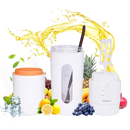 JOSOBO Portable Blender - Double Head Design for Exquisite Juicing & Slow Stirring, Blender for Shakes and Smoothies with Ice-Cream Machine Function - Cold Drinks & Homemade Ice Cream in Minutes!