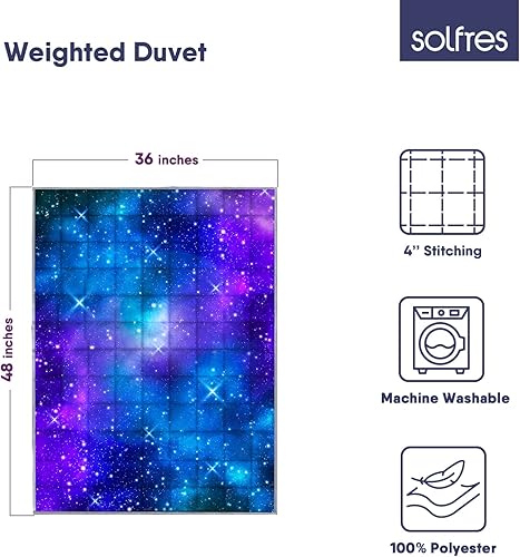 Miniatura 3 de Solfres Manta pesada de 5 libras, 36 x 48 pulgadas, manta pesada de impresión de 5 libras para niños y adolescentes, ultra suave y acogedora,