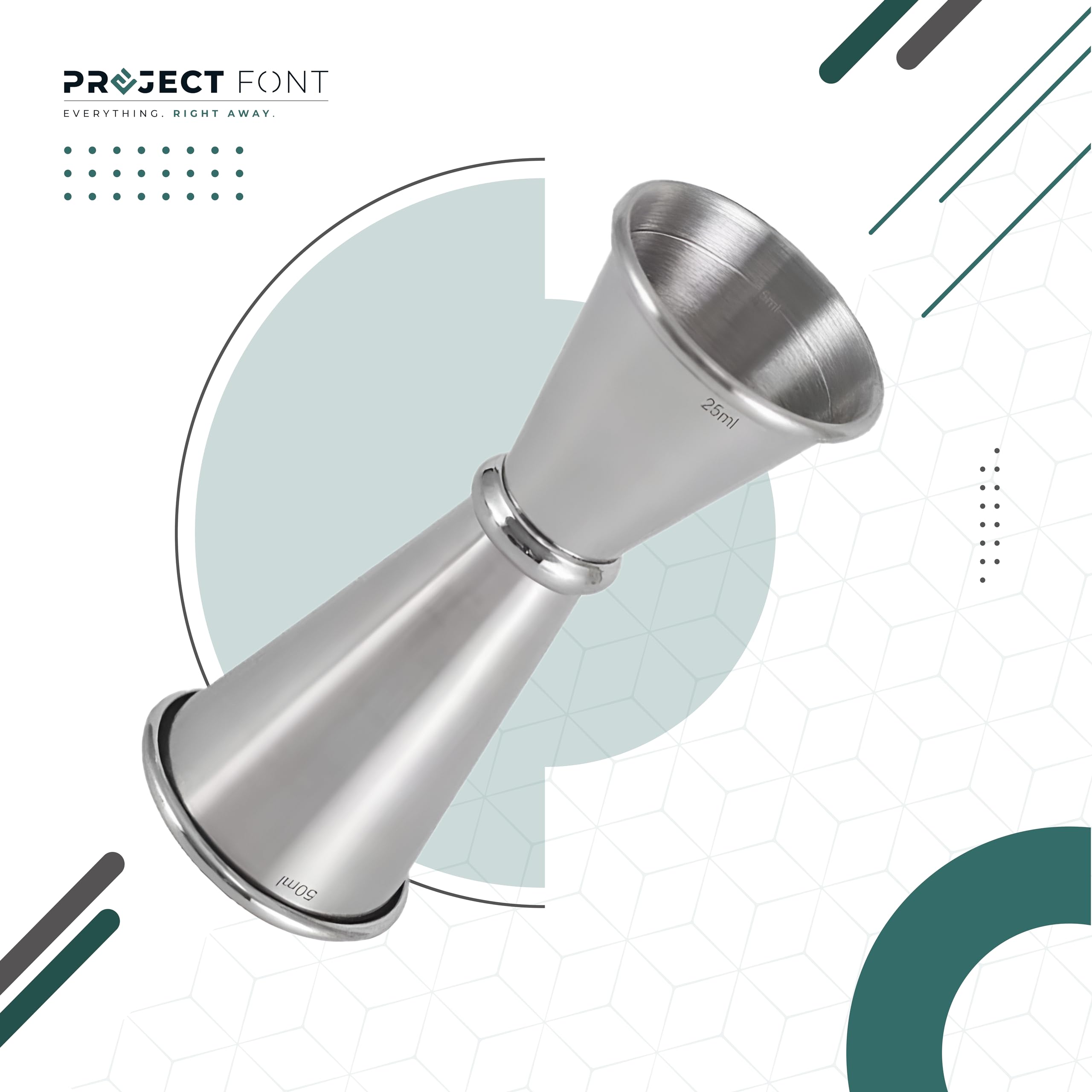 Misurino Cocktail in acciaio INOX doppia tazza di misurazione, per bar, feste, vino, cocktail, bevande, shaker Misurino per Bevande Barista Professionale Misura Tazza (30/50ML Arrotondato)