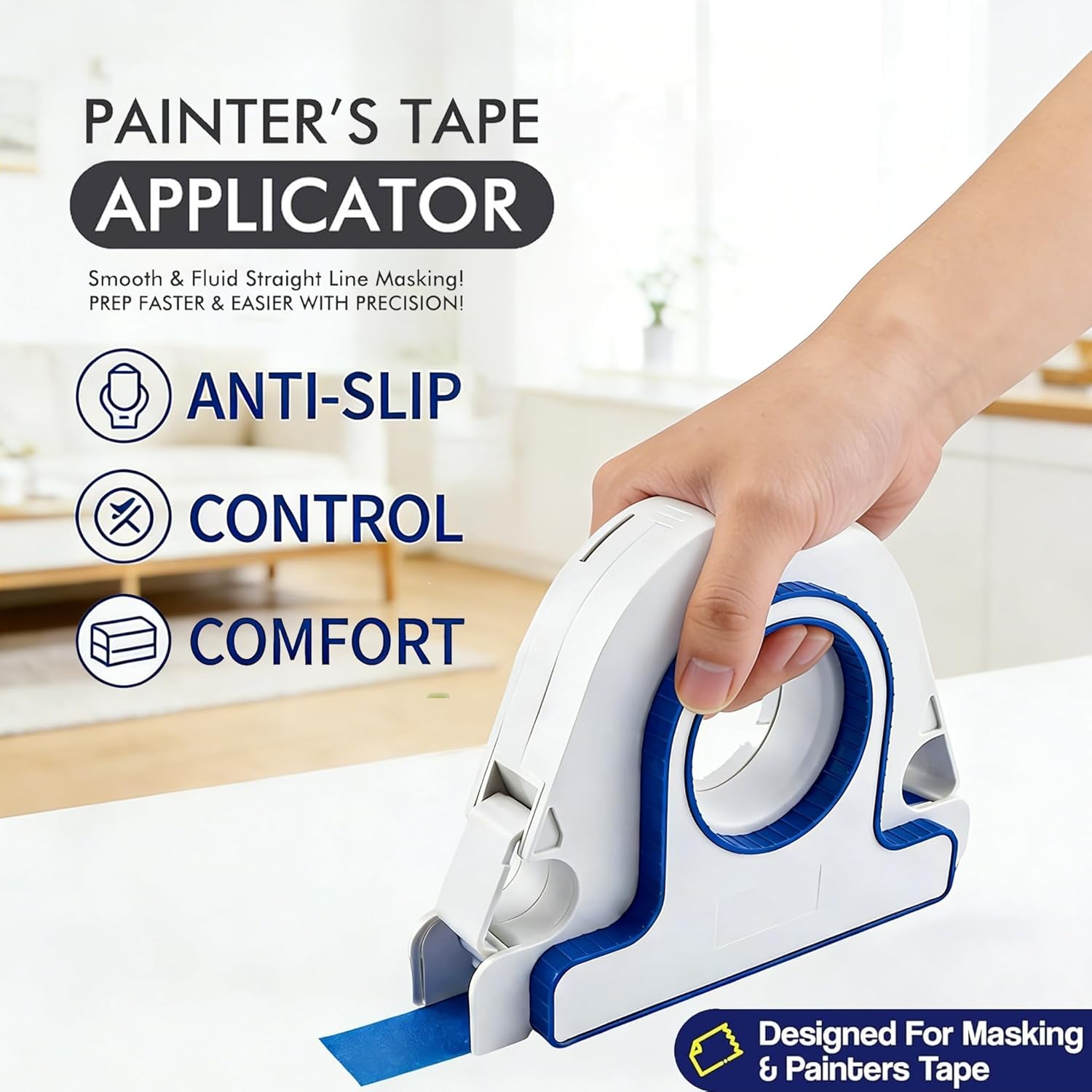 Painters Tape Applicator Tool with Scraper, Masking Master Tape Dispenser Professional Masking Tape Dispenser Set for Painting Trim, Wall, Baseboard and Floor Decoration