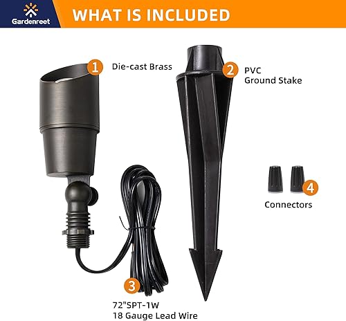 Miniatura 8 de Gardenreet Foco de luces de paisaje de bajo voltaje de latón, 12 V, impermeable, para exteriores, para jardín, patio, árbol, sin bombilla MR16