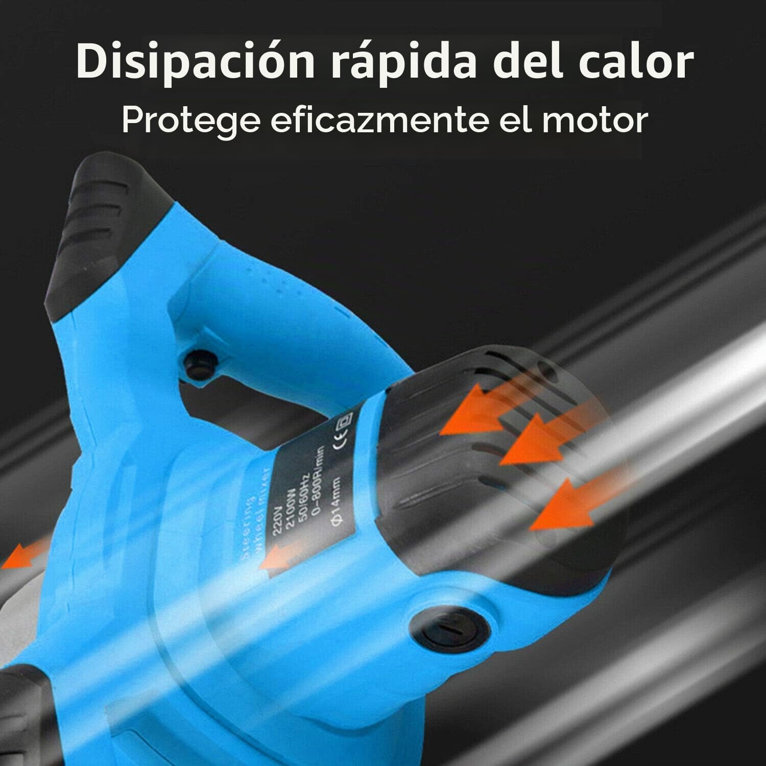 Mezclador manual de 2600 W, mezclador de concreto, portátil de cemento de cemento ajustable, 6 Speed Paint Mixer, 230 V Pádel Drill Mixer Stirring Tool for Mortar Grouts Paint Cement Plastering
