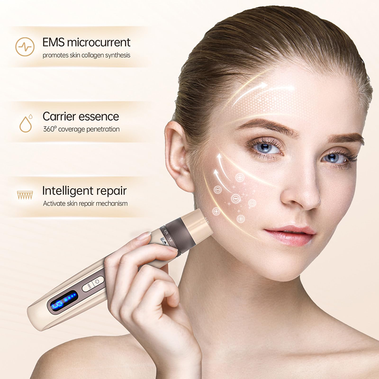 Microneedling-Pen mit 6 Geschwindigkeitsstufen B | EMS-Mikrostrom &automatische Serum-Infusion,30 Ersatzkartuschen,LED-Beauty-Tool für revitalisiertes und verfeinertes Gesicht