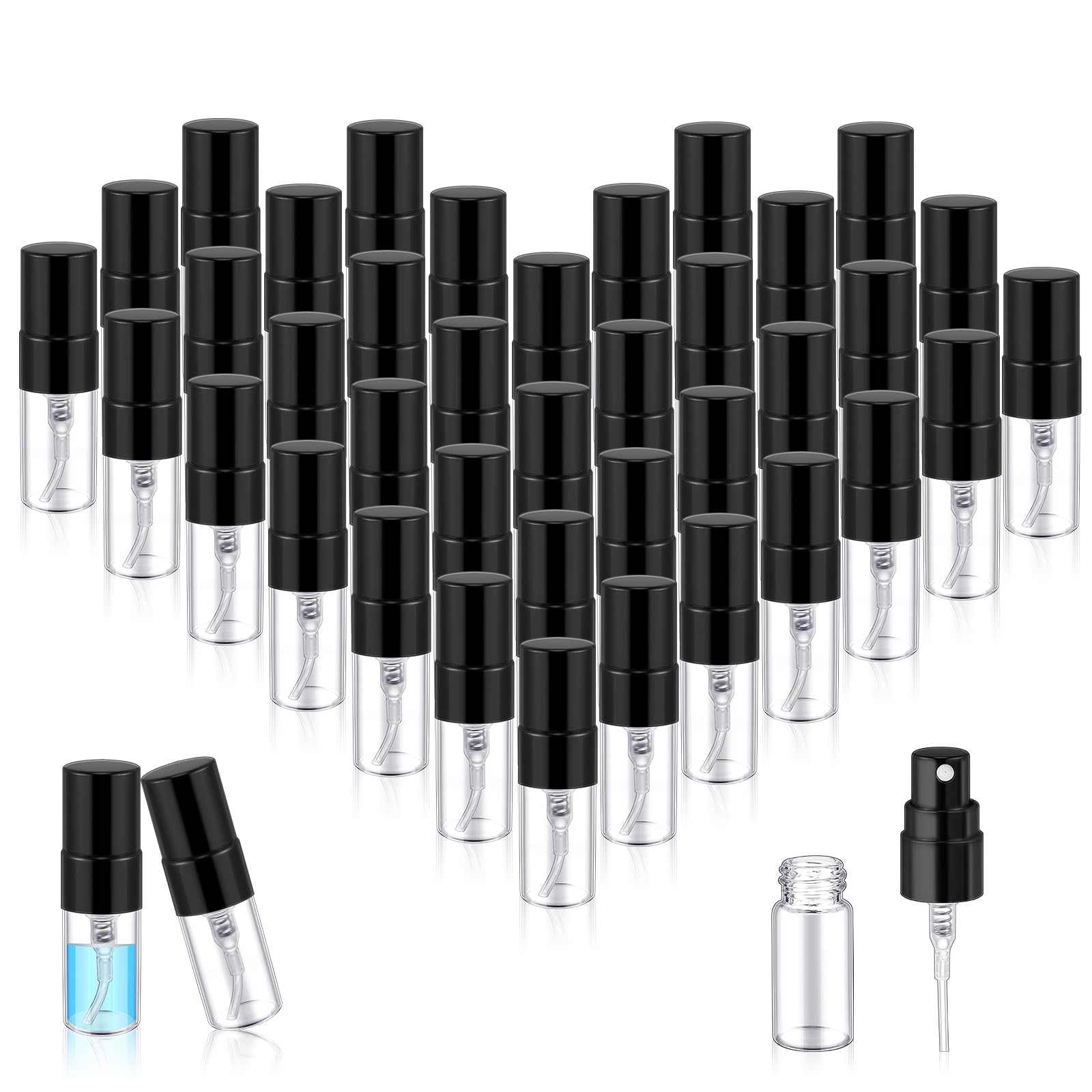 Zhehao 100 Pcs Mini Spray Bottles 2 ml Clear Glass Perfume - refillable containers | Mubboo