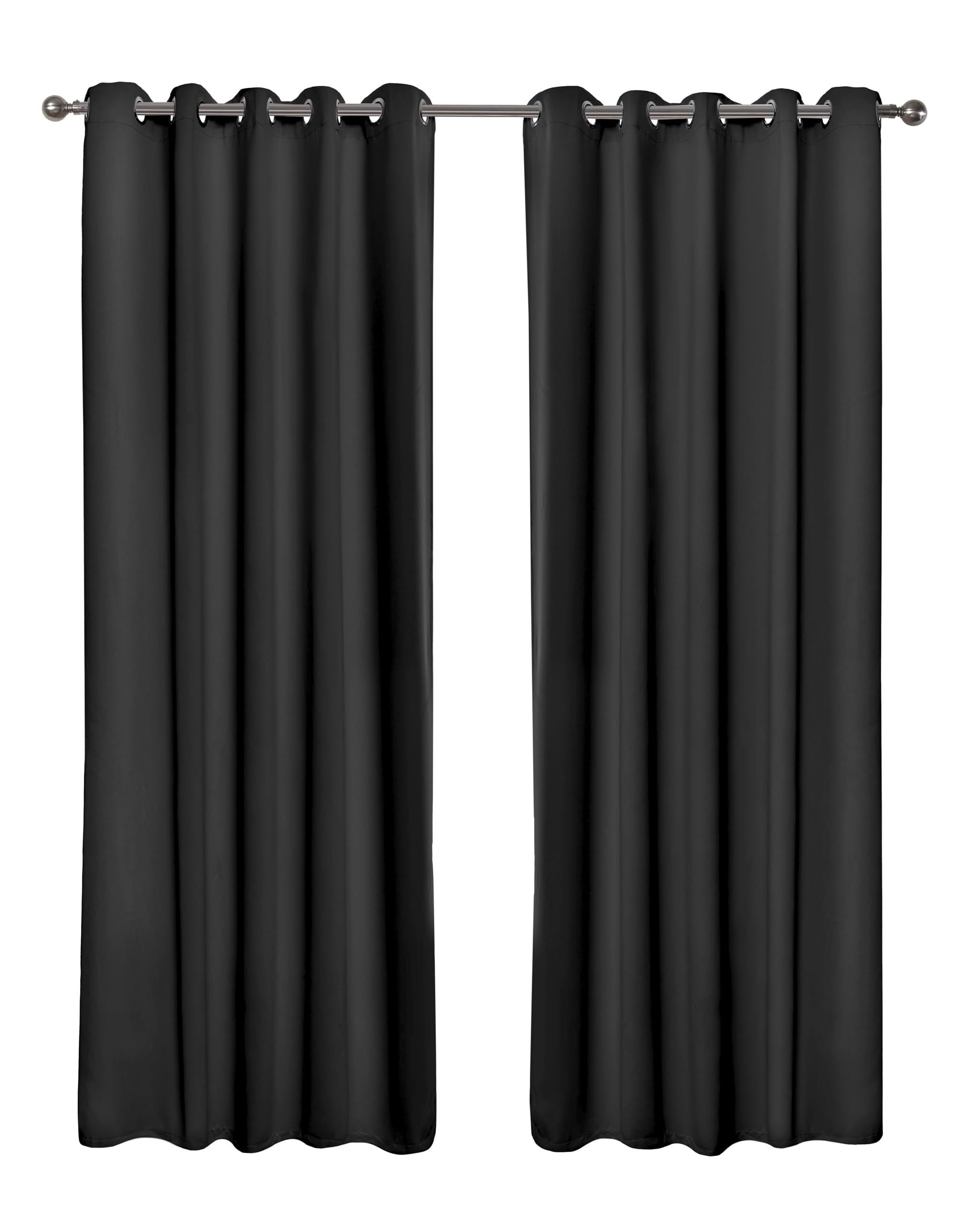 Emma Barclay Black – Out Curtains For Bedroom Living Room Thermal Insulated Woven Eyelet Out Curtains Cali Collection (66” X 72” Inch)(Black)
