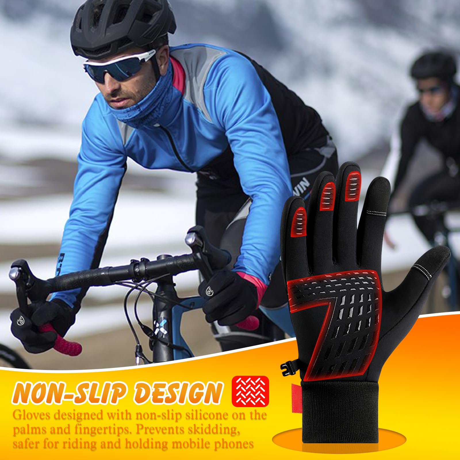 Tiardey Gants De Cyclisme Noirs, Gants Thermiques D'hiver