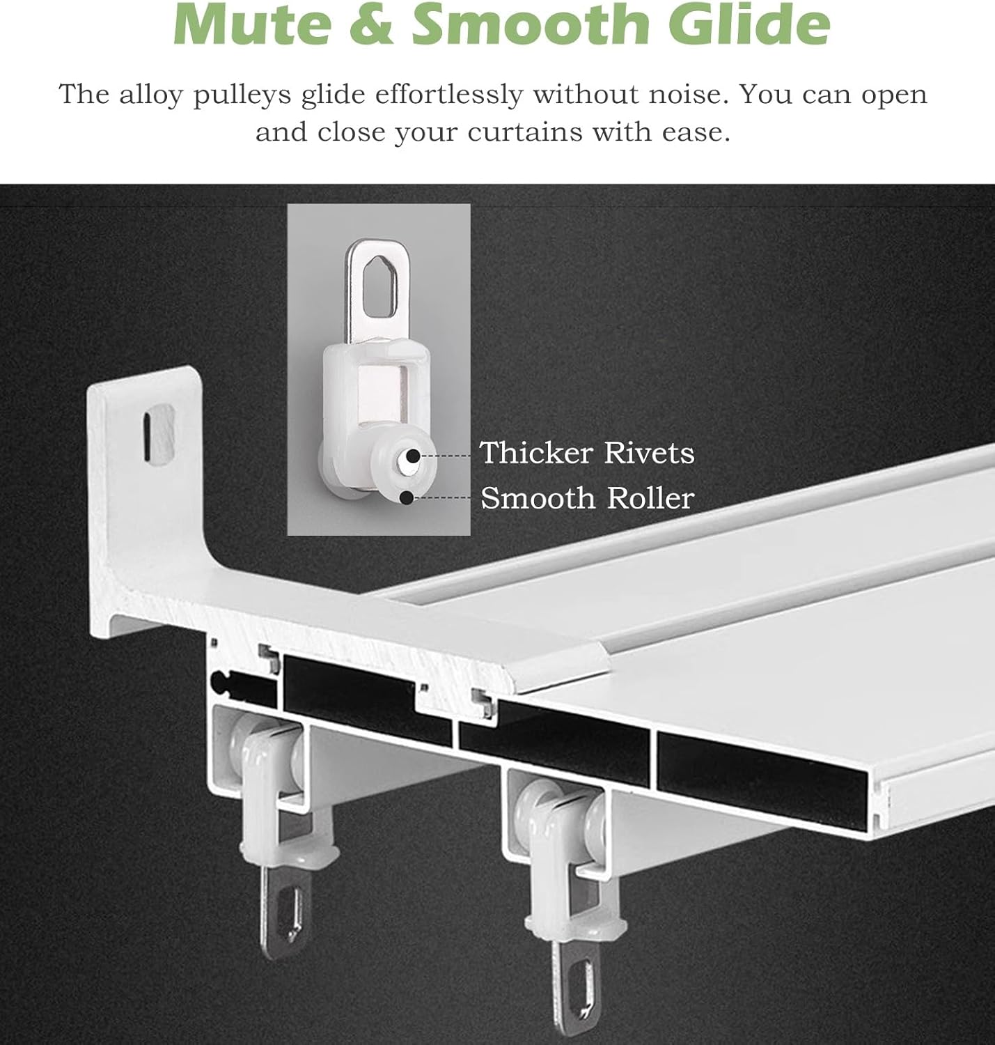 Heavy-Duty Double Curtain Tracks for Ceiling & Wall, Metal Curtain Pelmet Box, White Curtain Valance, 280cm (9.2ft) Rails, Ideal for Bedroom Decor