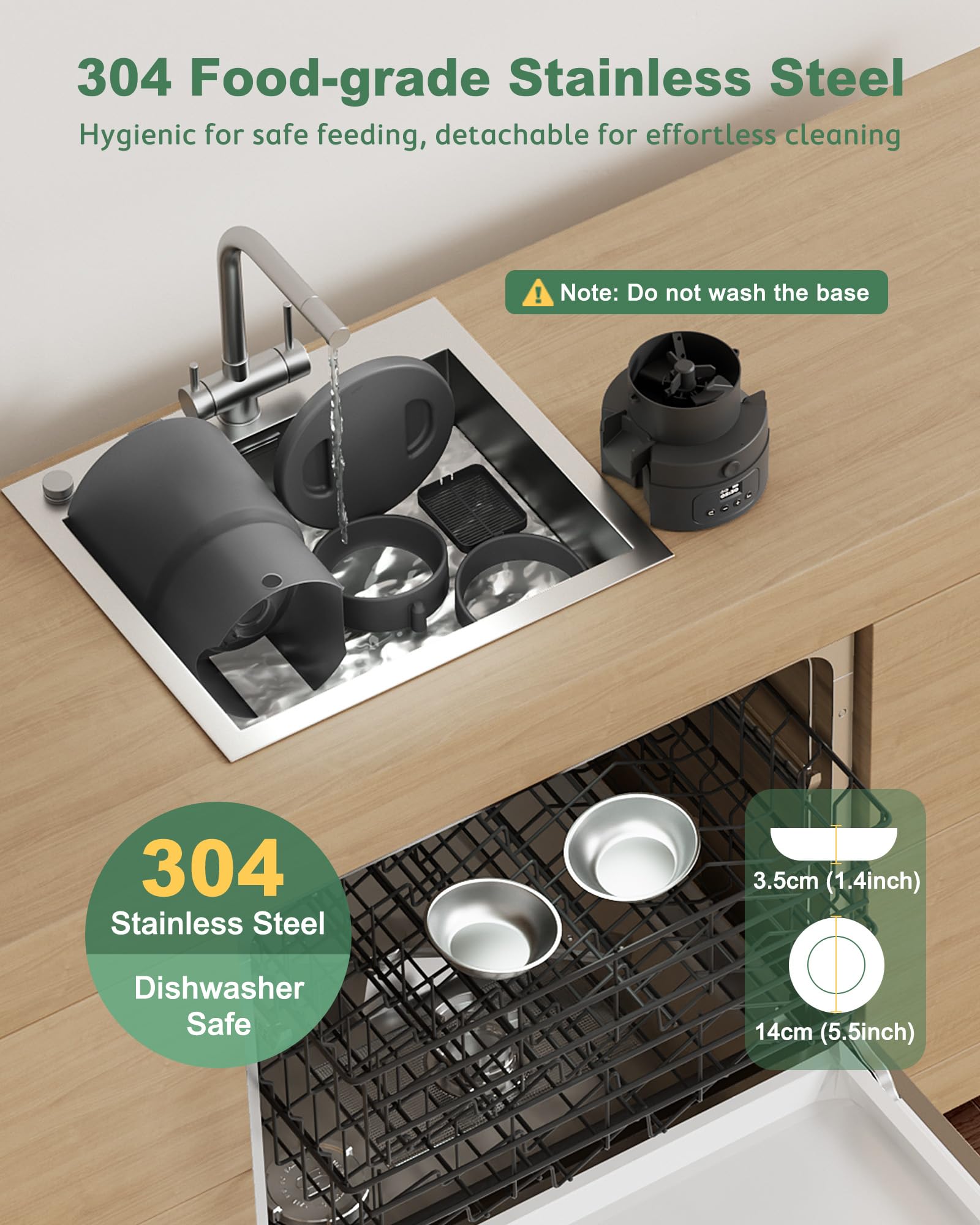Gimars 5L Distributore Automatico Cibo Gatti 2 Ciotole in Acciaio Inossidabile, Distribuzione Uniforme, Dispenser Crocchette Gatti e Cani Programmabile da 1-6 Pasti al Giorno, Registrazione Vocale 10s