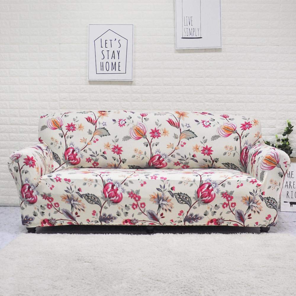 Housse de canapé élastique Asma Flower au design géométrique coloré
