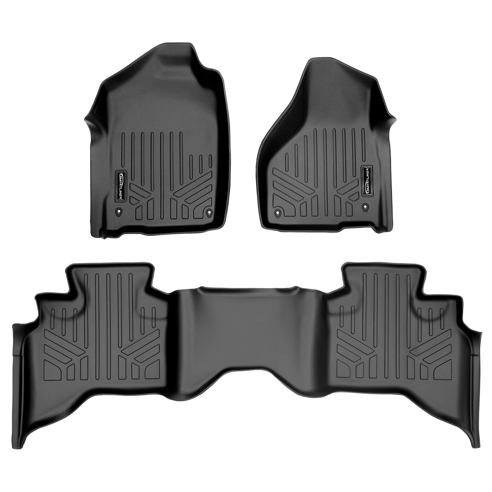 MAXLINER Floor Mats 2 Row Liner Set Black for 2012-2018 RAM 1500 Quad Cab