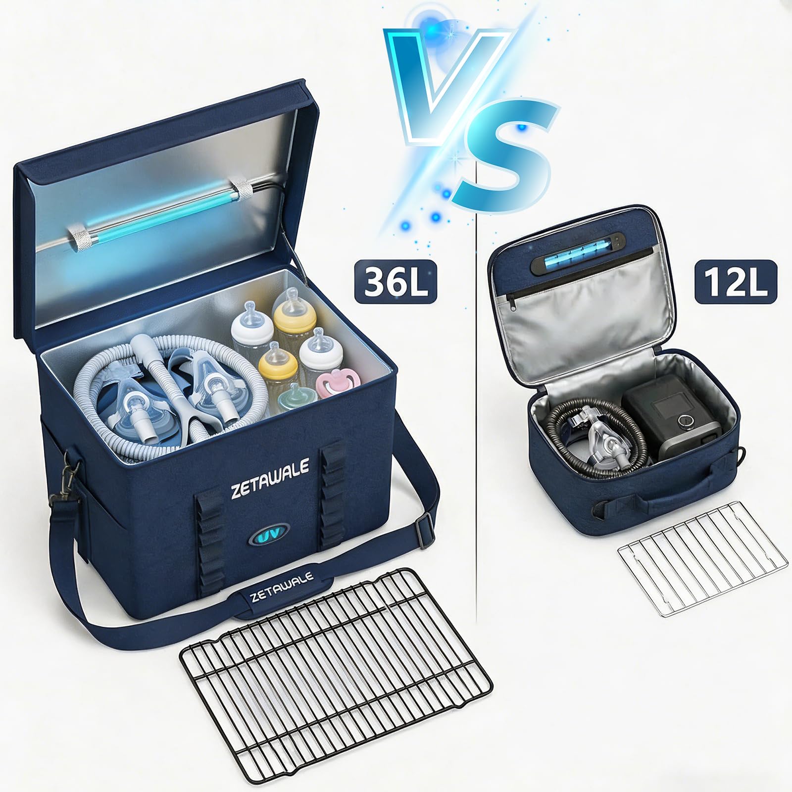 Caja desinfectante de luz UV, plegable, grande, máquina de limpieza y desinfección con temporizador, bolsa de desinfección de luz UVC para el hogar para teléfono celular, auriculares