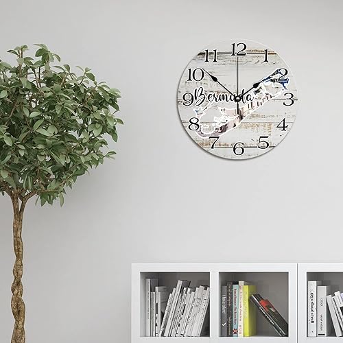 Miniatura 2 de Bermuda Landmark City Landscape - Reloj de pared con mapa de Bermudas de 10 pulgadas, redondo, funciona con pilas, reloj de escritorio silencioso