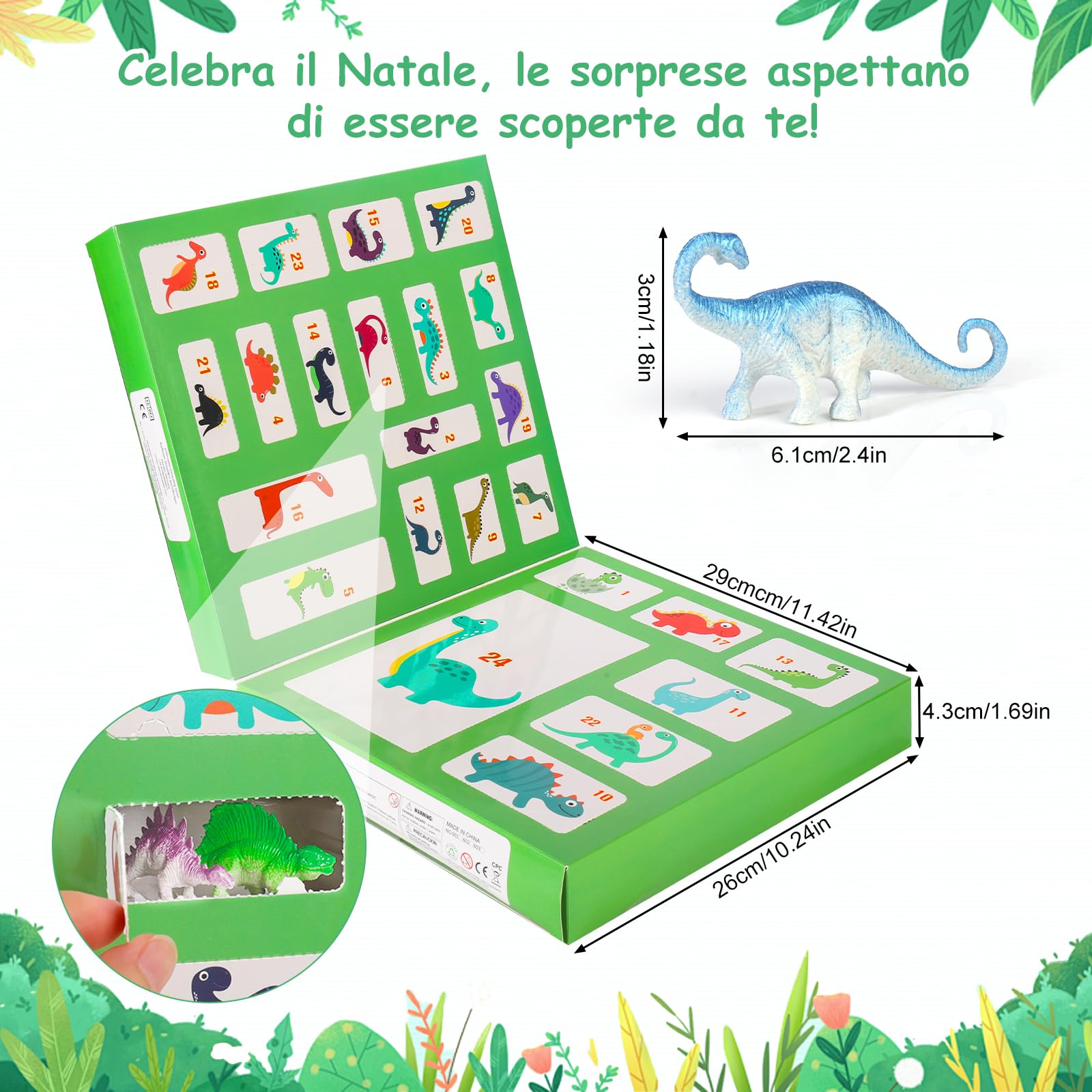 Calendario Avvento 2025, Calendario Avvento Bambini Dinosauri con 16 Dinosauri Unici, Giocattoli a Sorpresa a Forma di Dinosauro per Bambini dai 3 Anni