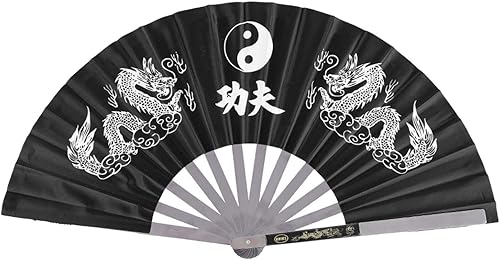 Shexton Ventilador de Tai Chi, de acero inoxidable Tai Chi artes marciales Kung Fu Dance Practice Training Performance Fan (negro)