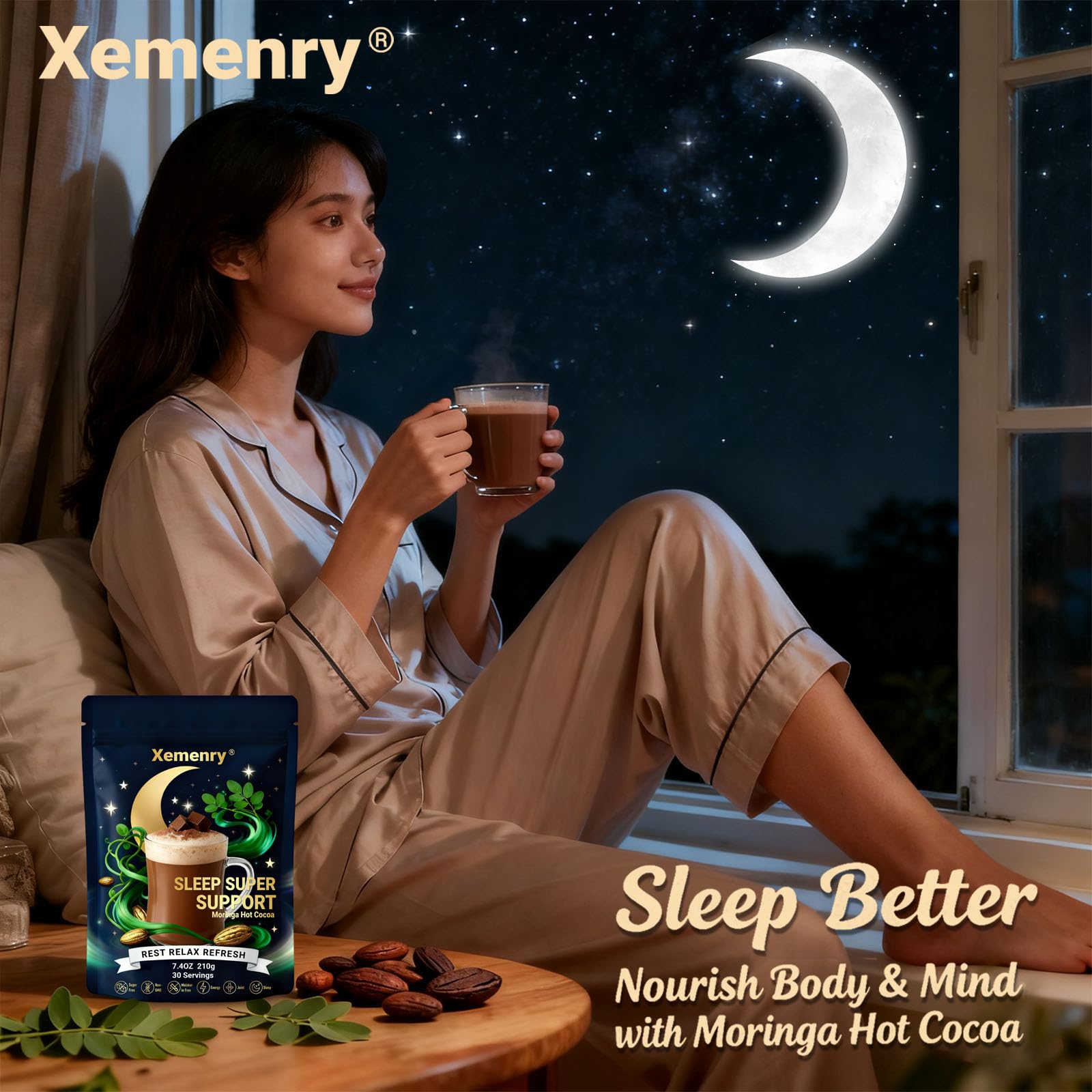 Amazon.com: Xemenry Moringa Hot Cocoa Sleep Aid, Pure Moringa